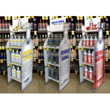 Multifunktions-Knock Down Custom Liquor Store Free Standing Flasche Form Speicher Weinflasche Stand